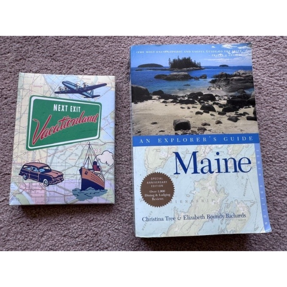 Maine Explorers Guide 10th Ed Book and Next Exit Vacationland Photo Album Bundle